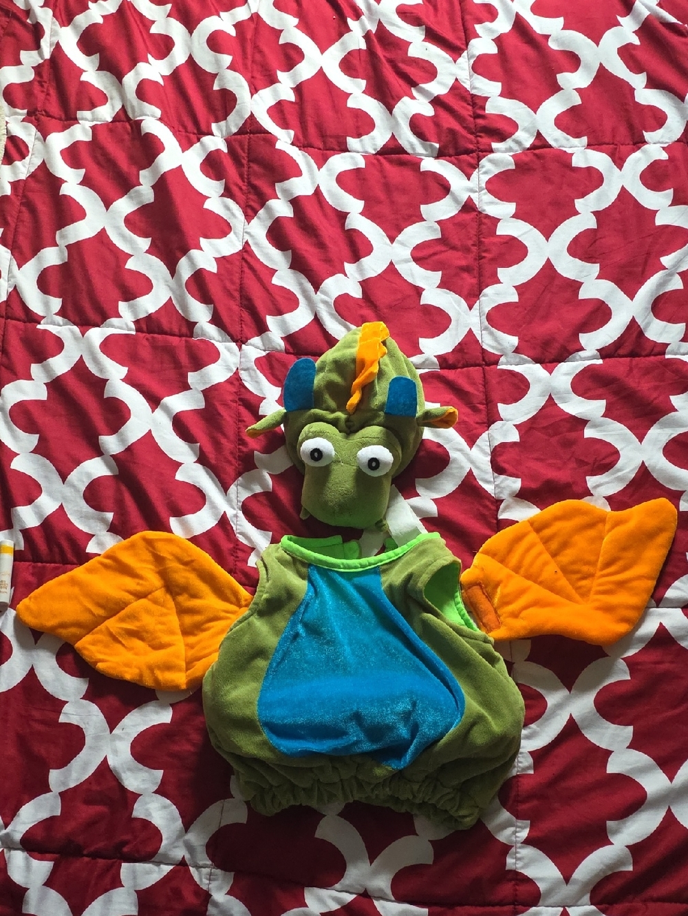 Green and Blue Dragon Costume with Orange Wings